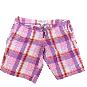 Aeropostale Plaid Bermuda Shorts Purple Coral‎ Pink Cotton Casual Size 7/8